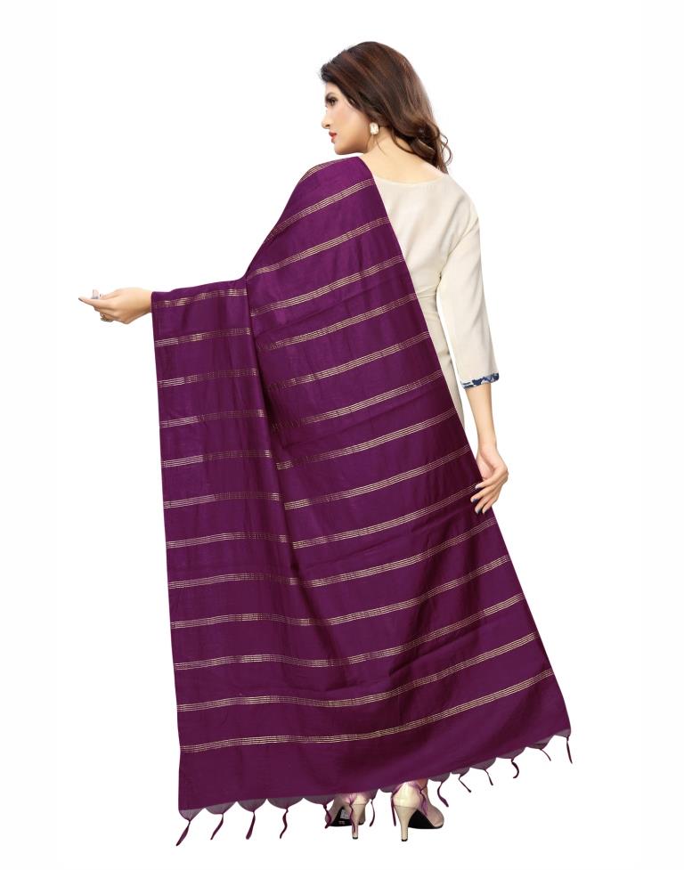 Splendiferous Purple Coloured Cotton Silk Zari Woven Dupatta | Leemboodi
