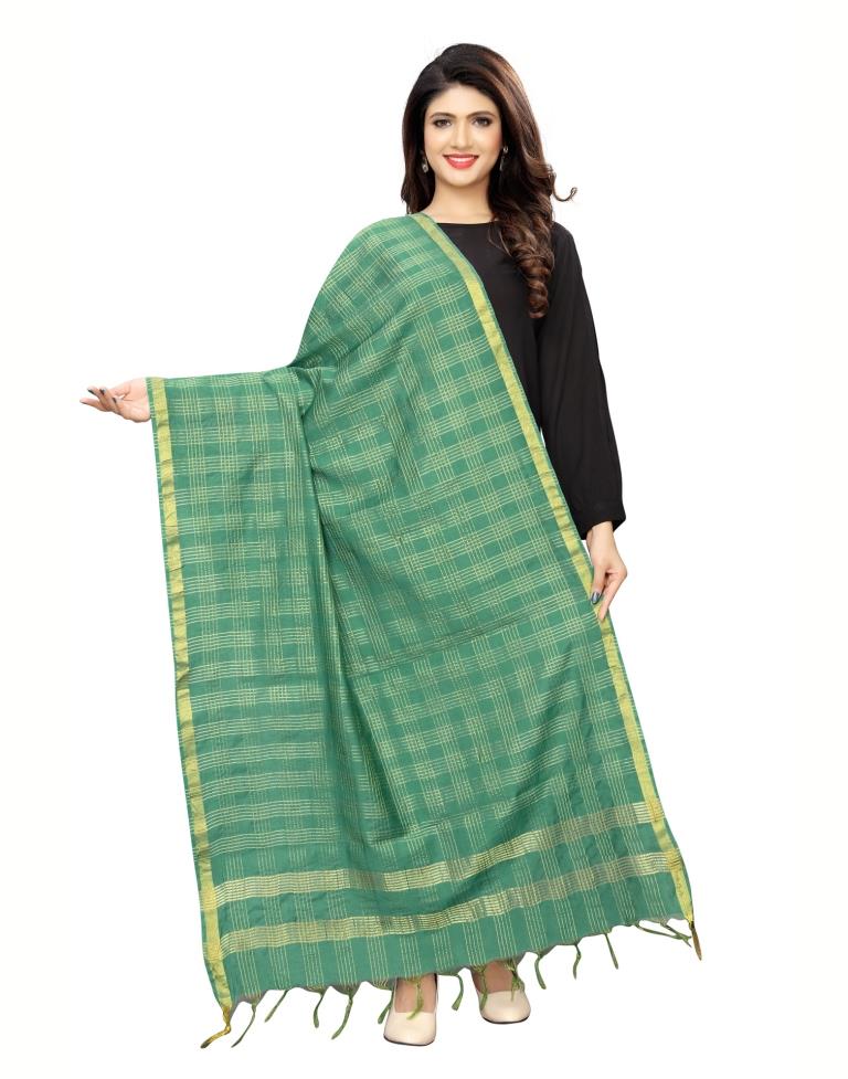 Precious Green Coloured Poly Silk Woven Chakes (Zari) Dupatta | Leemboodi