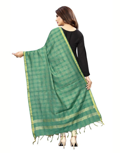 Precious Green Coloured Poly Silk Woven Chakes (Zari) Dupatta | Leemboodi