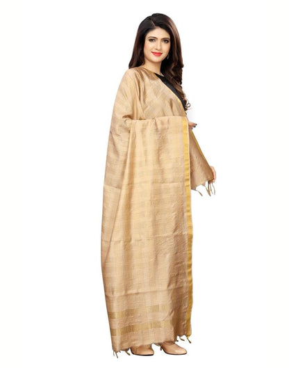 Valiant  Beige Coloured Poly Silk Woven Chakes (Zari) Dupatta | Leemboodi