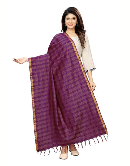 Glistening  Purple Coloured Poly Silk Woven Chakes (Zari) Dupatta | Leemboodi