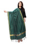 Whimsical Dark Green Coloured Cotton Silk Woven Strip Dupatta | Leemboodi