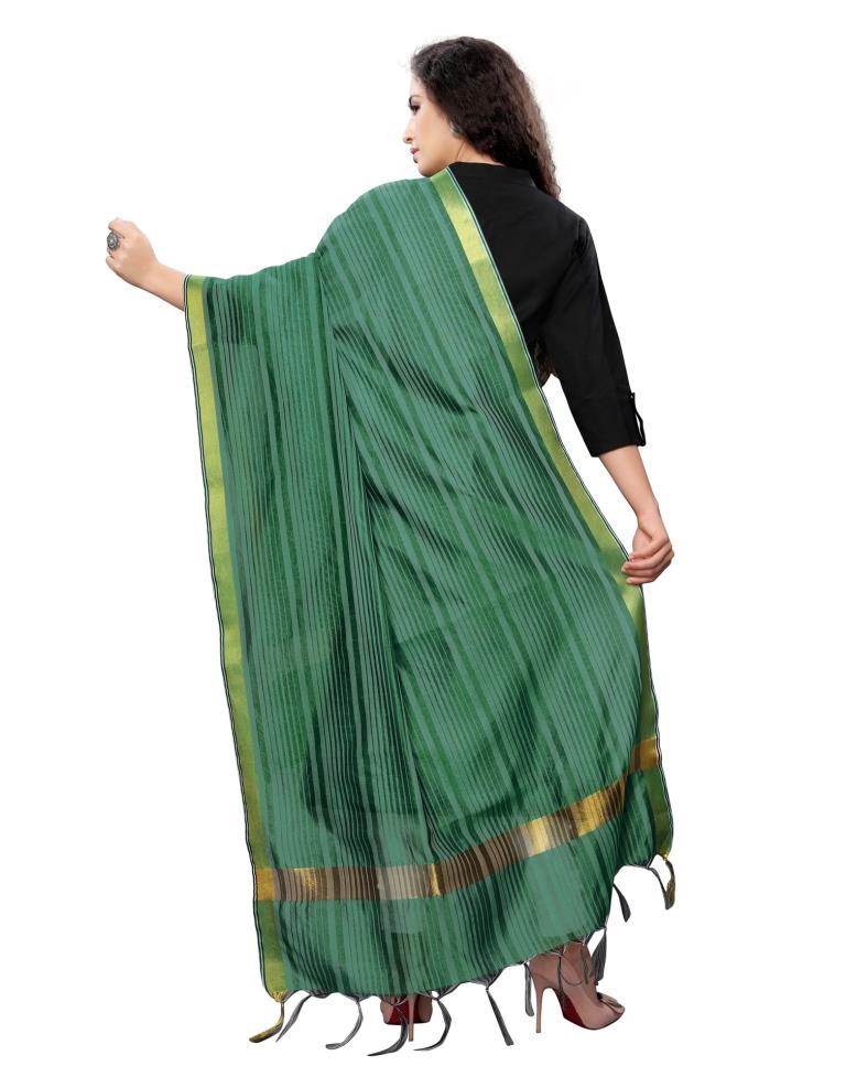 Talismanic Green Coloured Cotton Silk Woven Strip Dupatta | Leemboodi