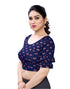 Amiable Navy Blue Coloured Lycra Foil Printed Stitched Blouse | Leemboodi