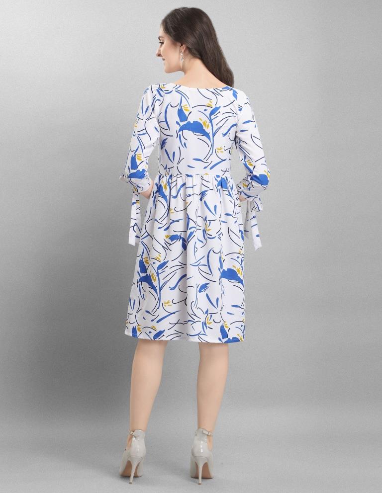 Talismanic White Coloured Digital Printed Crepe Dress | Leemboodi