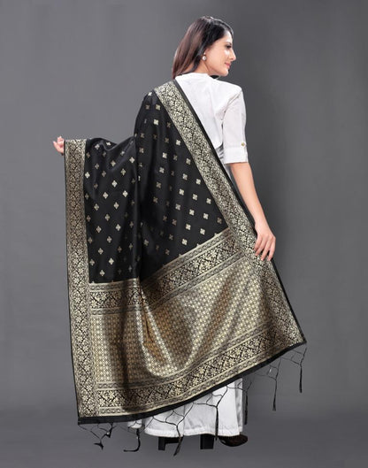 Gorgeous Black Coloured Poly Silk Jacquard Dupatta | Leemboodi