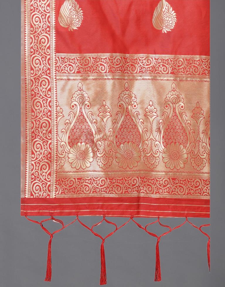 Graceful Red Coloured Poly Silk Jacquard Dupatta | Leemboodi