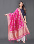 Desirable Pink Coloured Poly Silk Jacquard Dupatta | Leemboodi
