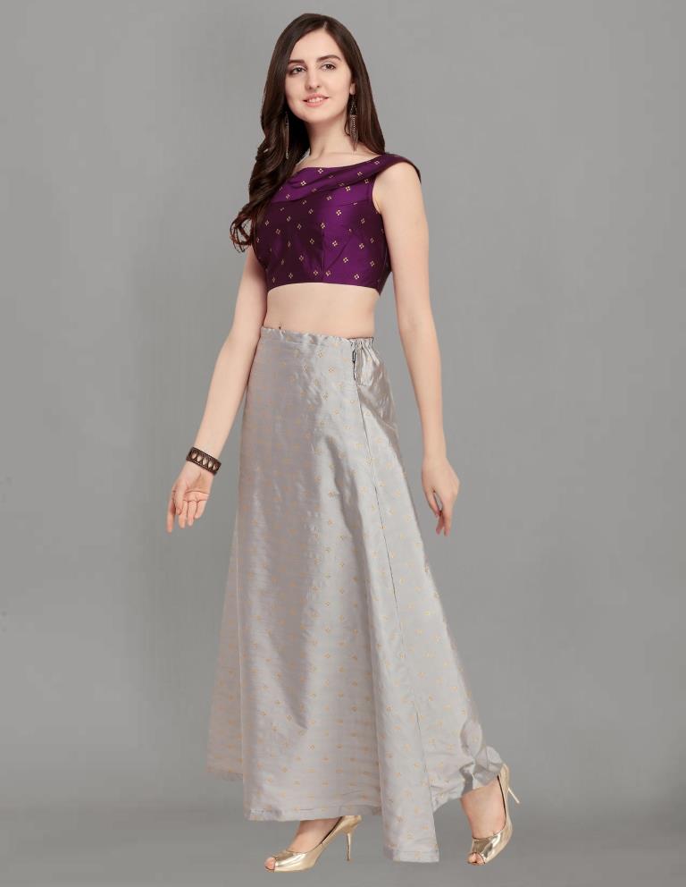 Classy Grey Coloured Banarasi Silk Banarasi Casual Wear Lehenga | Leemboodi