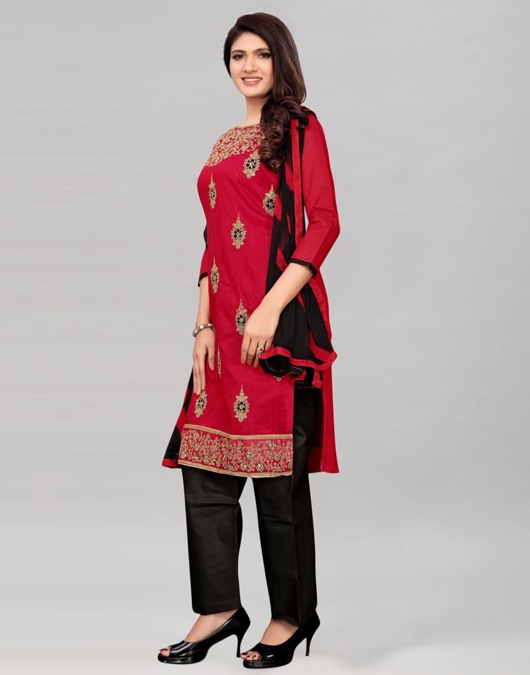 Buy Red Tissue Chanderi Suit With Palazzo And Duppatta Online in USA – Pure  Elegance