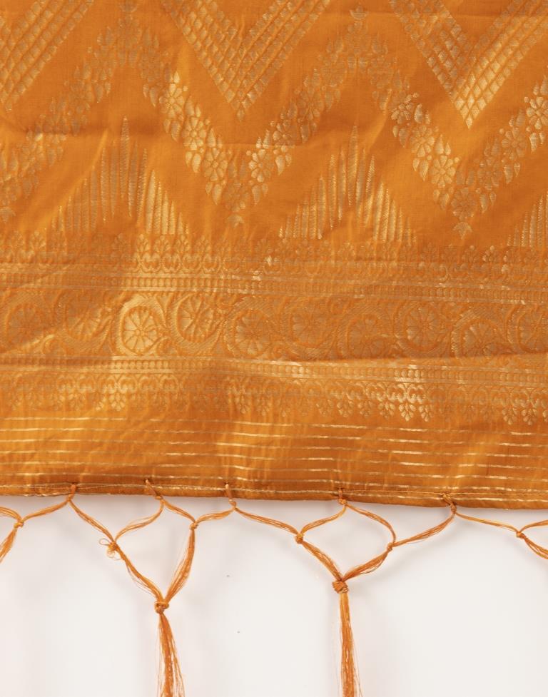 Tremendous Burnt Orange Coloured Poly Silk Jacquard Dupatta | Leemboodi