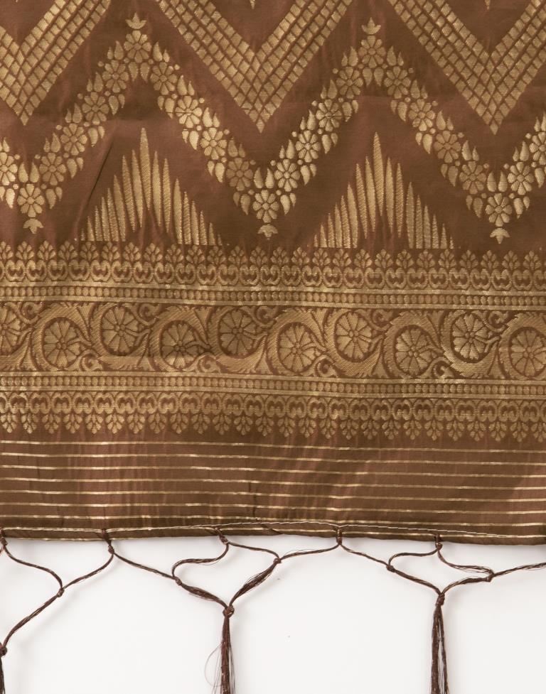 Outstanding Brown Coloured Poly Silk Jacquard Dupatta | Leemboodi