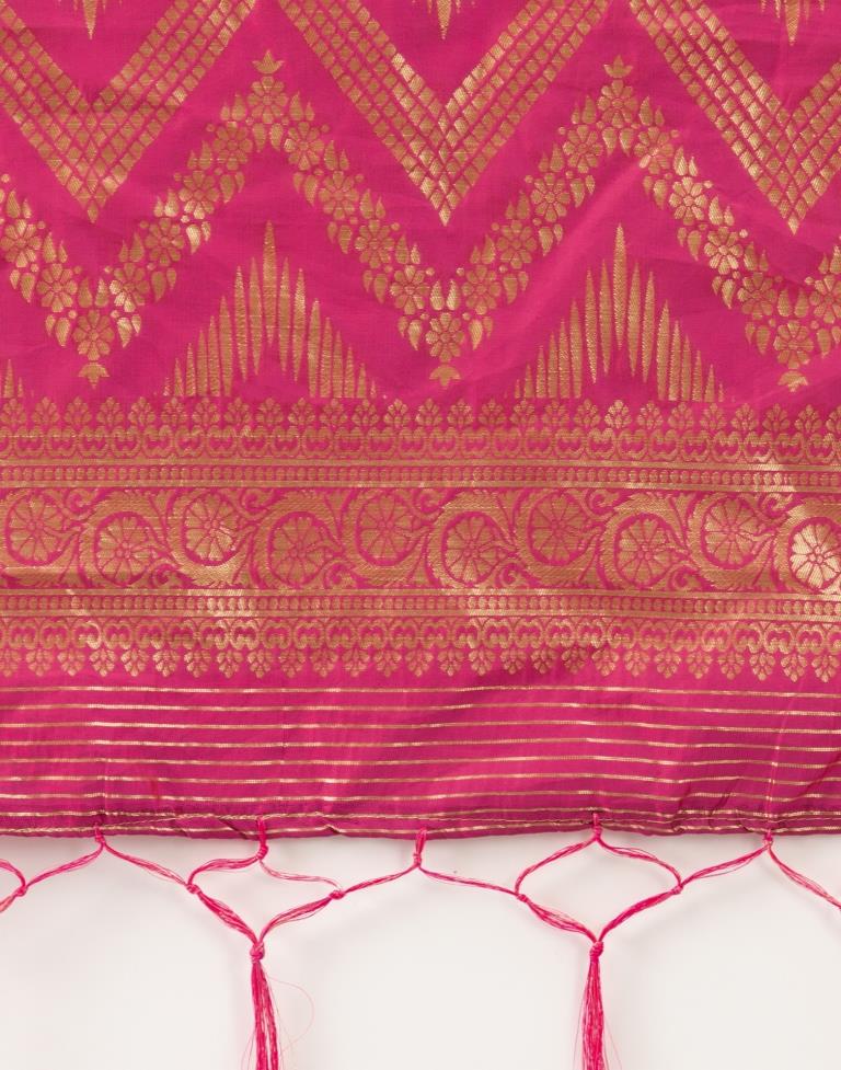 Definitive Pink Coloured Poly Silk Jacquard Dupatta | Leemboodi
