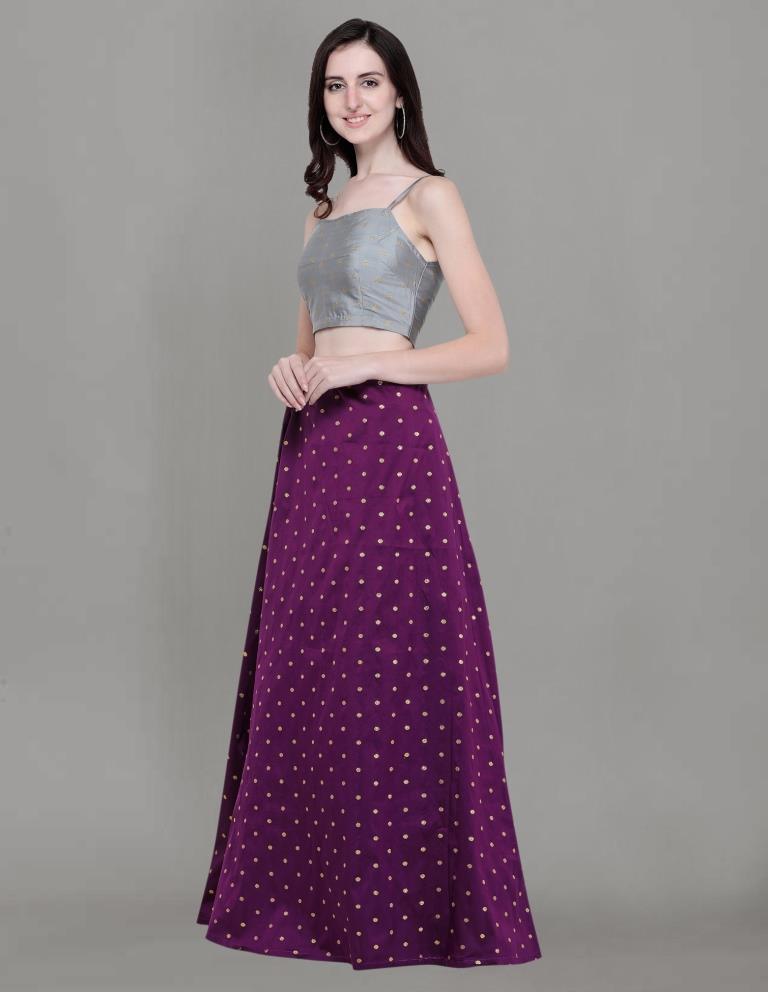 Fantastic Purple Coloured Poly Silk Jacquard Casual Wear Lehenga | Leemboodi