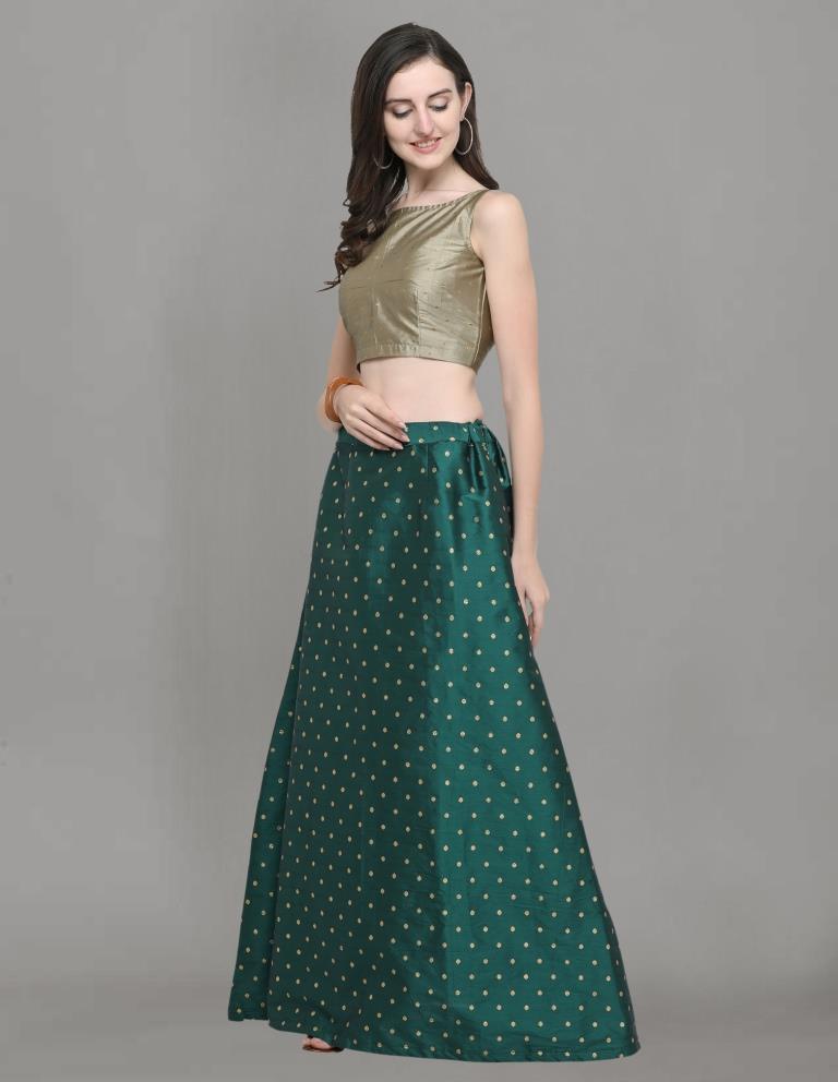 Glossy Green Coloured Poly Silk Jacquard Casual Wear Lehenga | Leemboodi