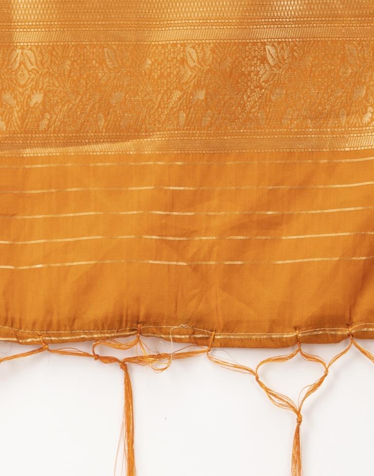 Enticing Burnt Orange Coloured Poly Silk Jacquard Dupatta | Leemboodi