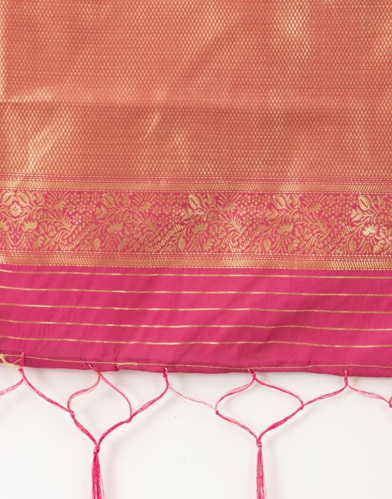 Enchanting Pink Coloured Poly Silk Jacquard Dupatta | Leemboodi