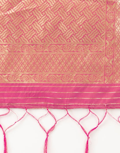 Talismanic Pink Coloured Poly Silk Jacquard Dupatta | Leemboodi