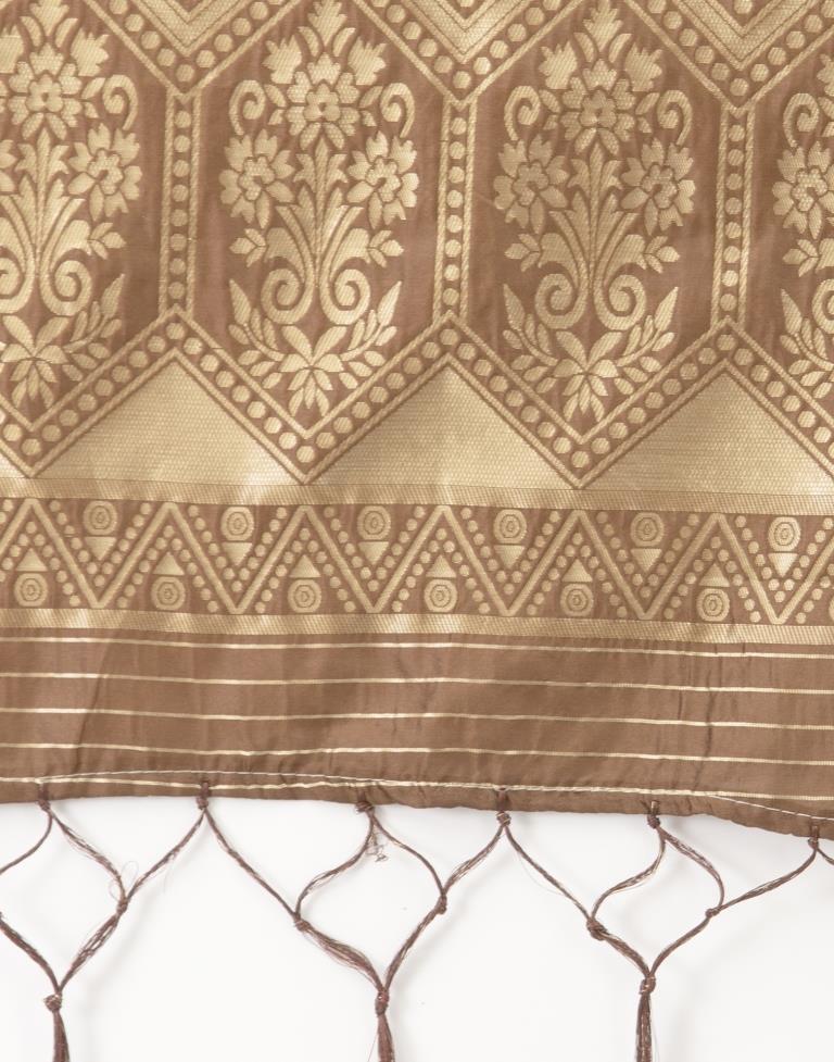Sparkling Brown Coloured Poly Silk Jacquard Dupatta | Leemboodi