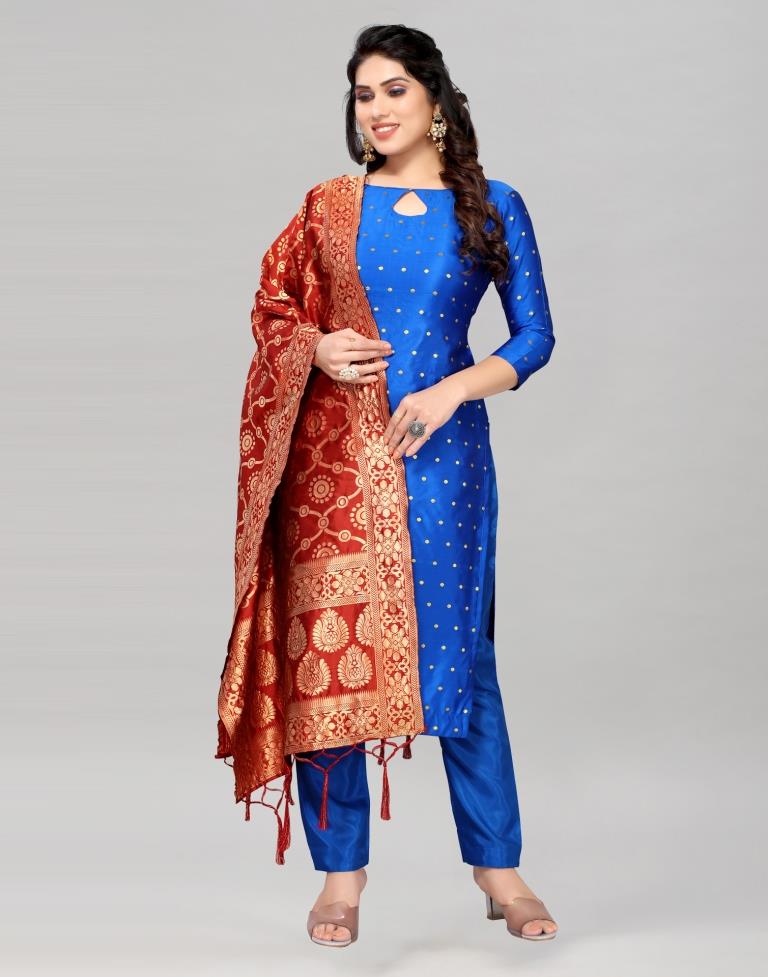 Jacquard Silk Unstitched Salwar Suit Material | Leemboodi