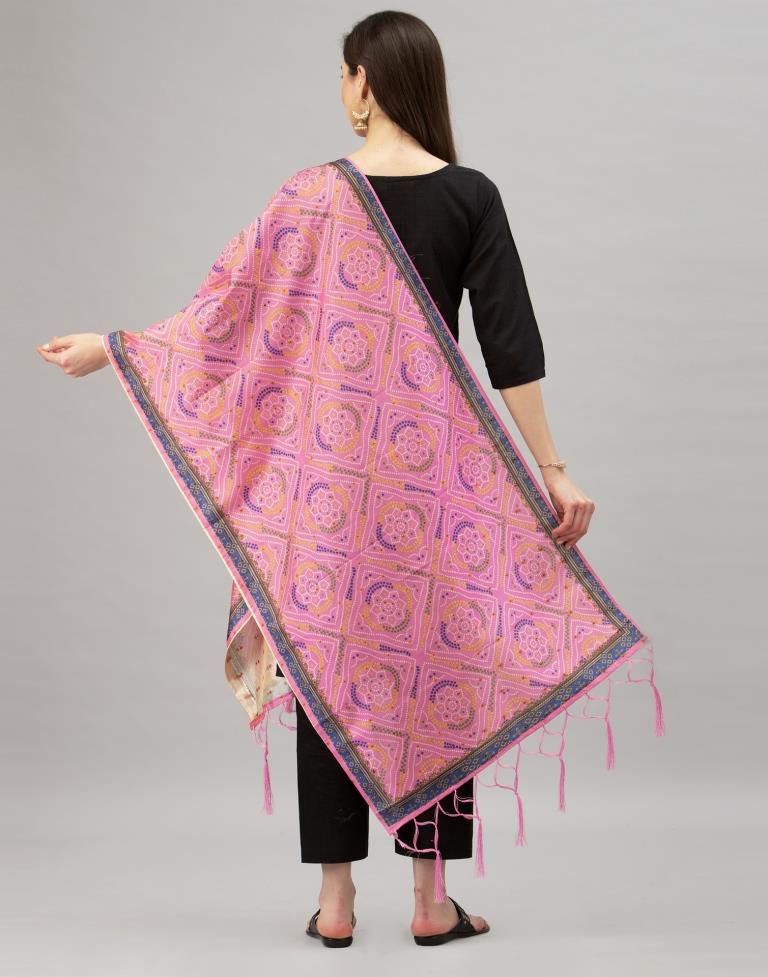 Graceful Pink Coloured Poly Silk Bandhani Printed Dupatta | Leemboodi