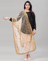Fabulous Beige Tan Coloured Cotton Net Embroidered Dupatta | Leemboodi