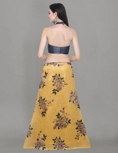 Creative Yellow Coloured Bhagalpuri Silk Digital Floral Printed Casual Wear Lehenga | Leemboodi