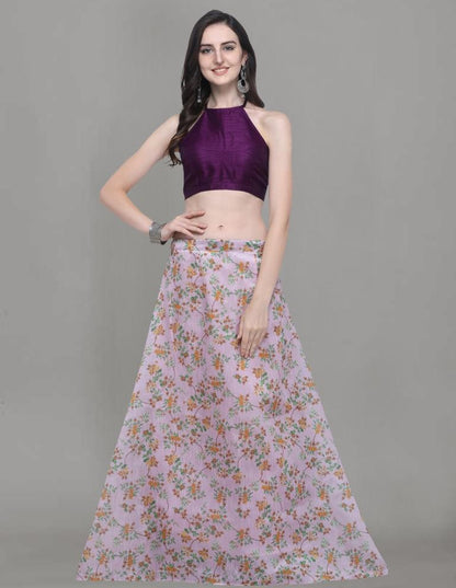 Striking Pink Coloured Bhagalpuri Silk Digital Floral Printed Casual Wear Lehenga | Leemboodi