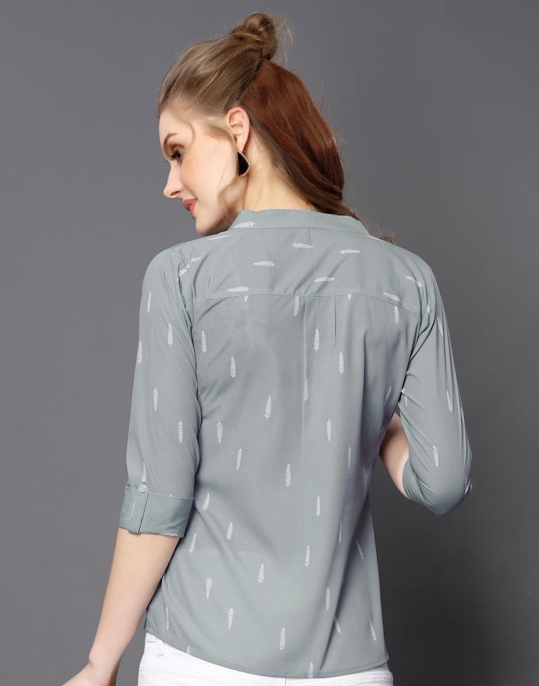 Stunning Grey Coloured Printed Crepe Tops | Leemboodi