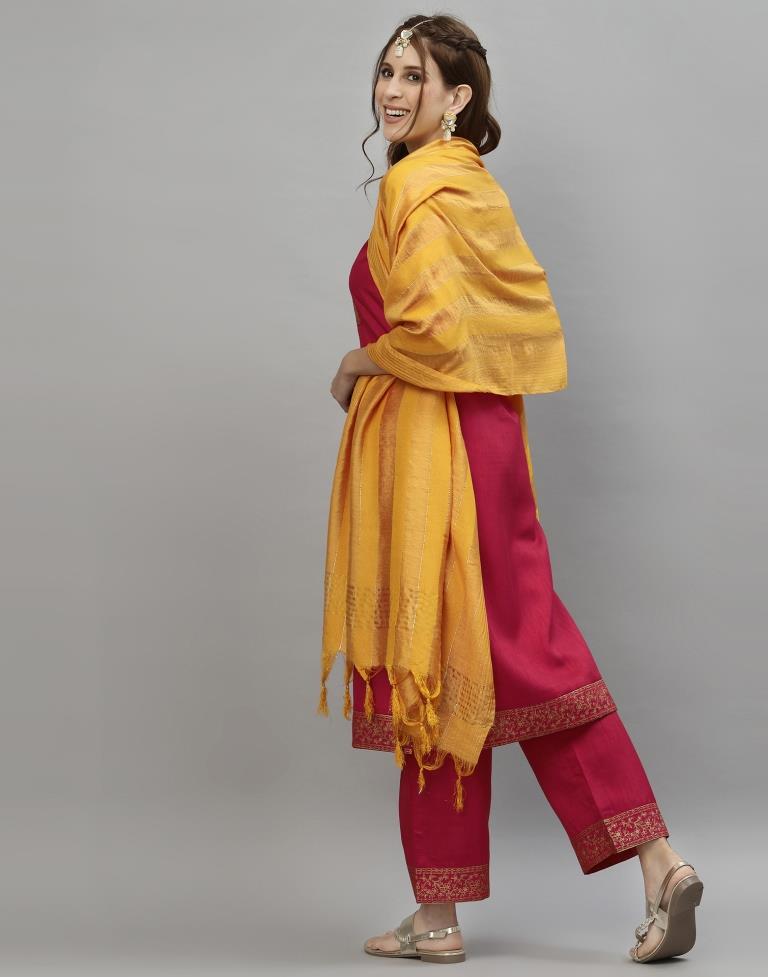 Cherry Pink Kurti With Pant And Dupatta | Leemboodi