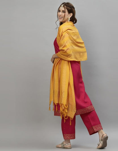 Cherry Pink Kurti With Pant And Dupatta | Leemboodi