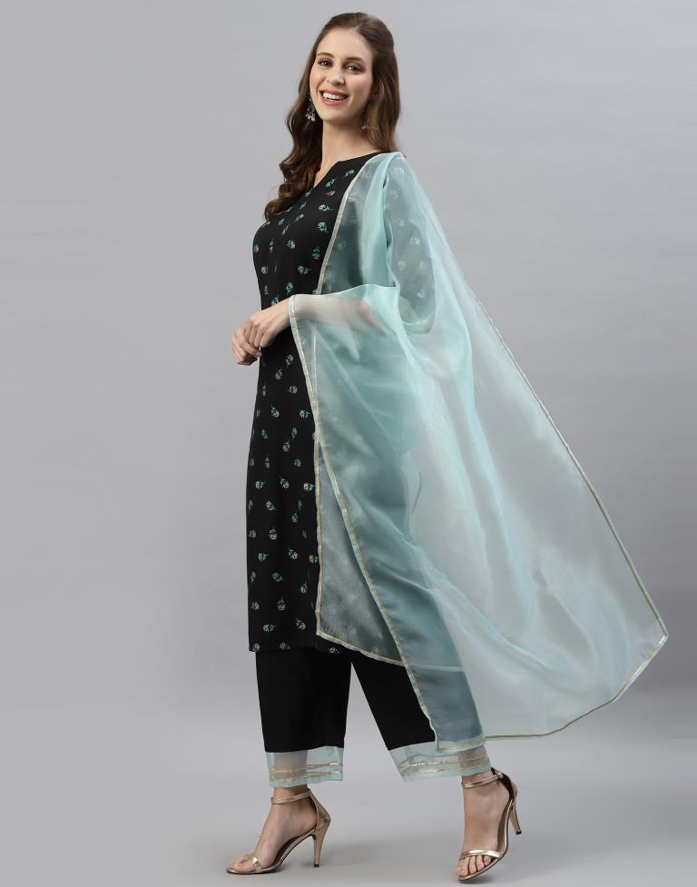 Black Kurti With Pant And Dupatta | Leemboodi