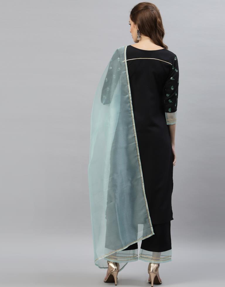 Black Kurti With Pant And Dupatta | Leemboodi