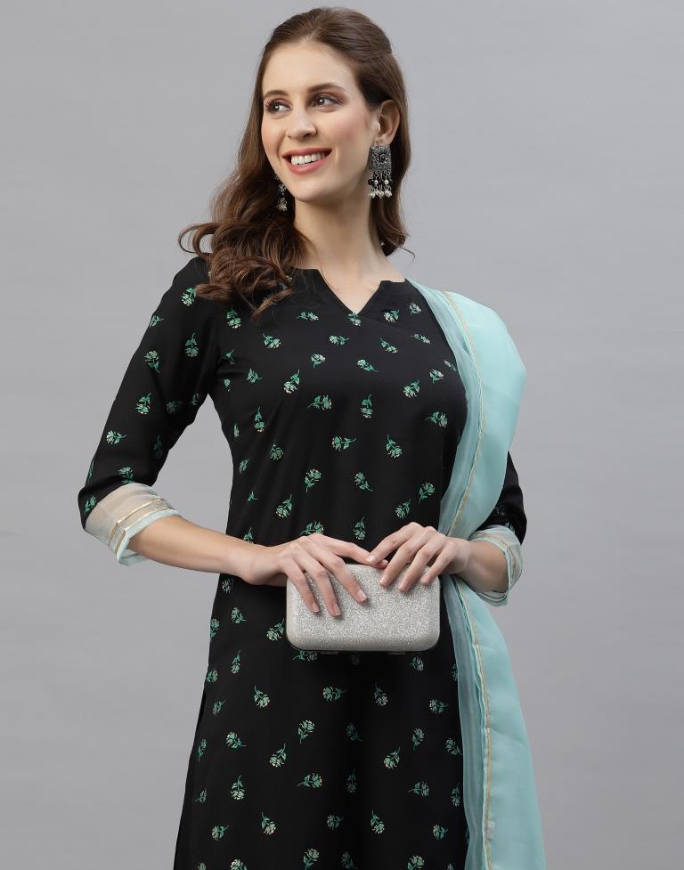 Black Kurti With Pant And Dupatta | Leemboodi