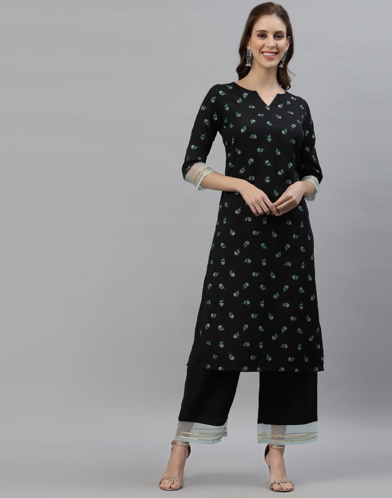 Black Kurti With Pant And Dupatta | Leemboodi