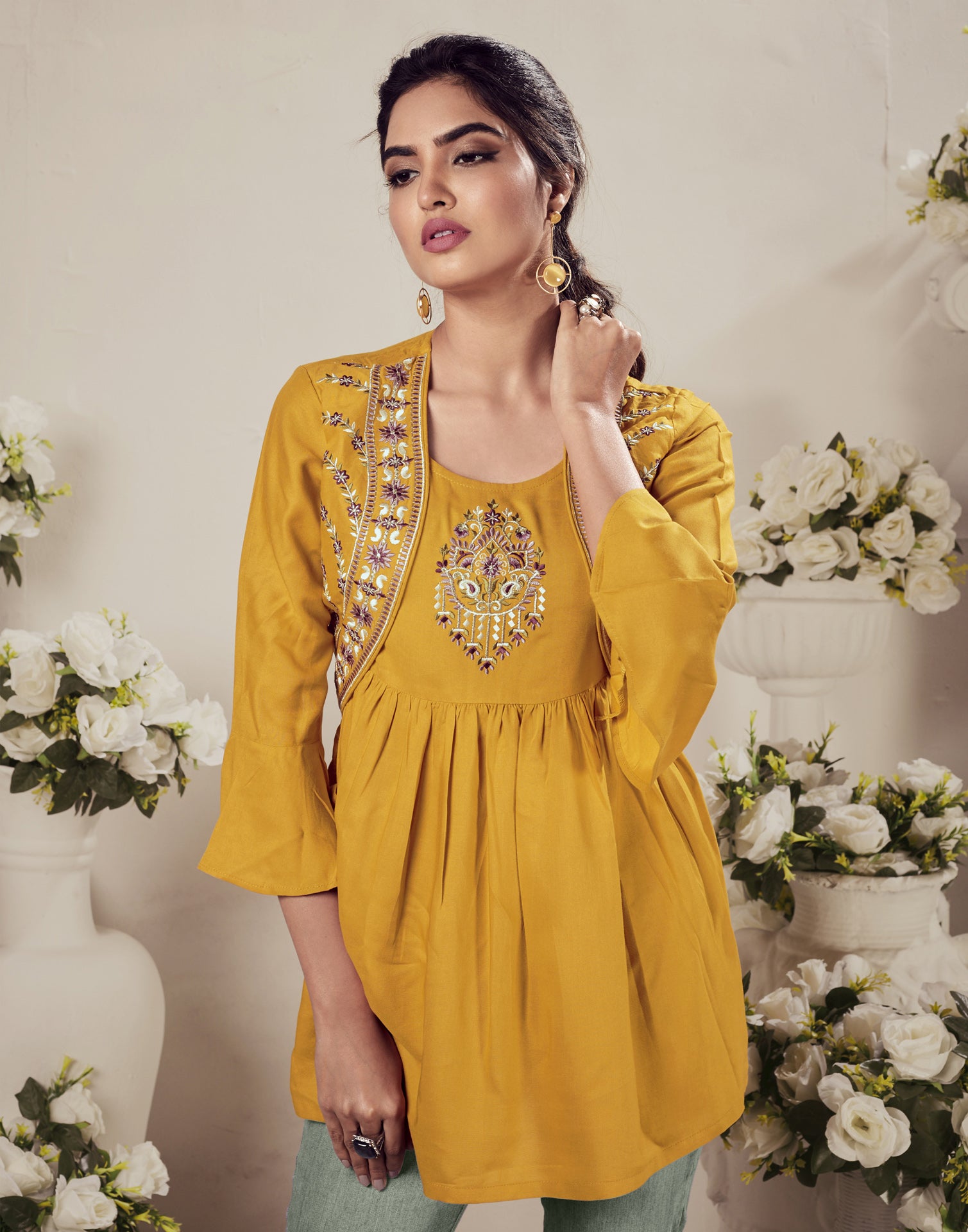 Yellow store tunic top