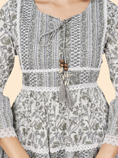 Grey Cotton Flared Dress | Leemboodi