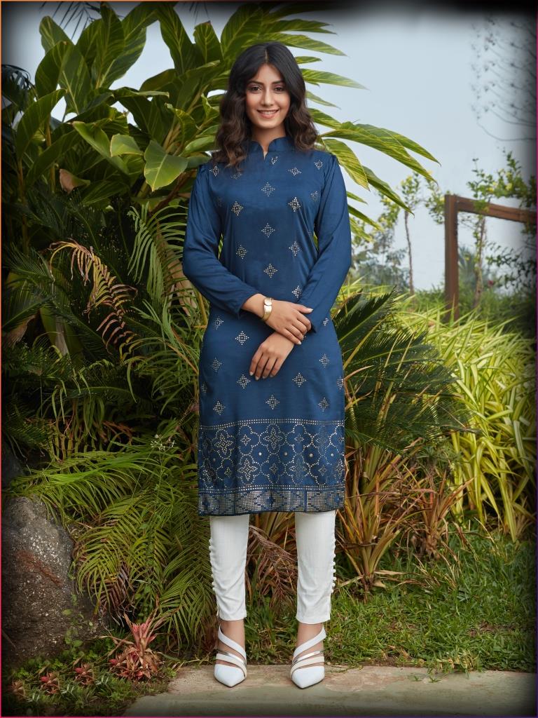 Top more than 107 navy blue colour kurti design latest