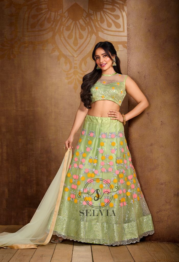 Buy Ivory Cream Lehenga Choli In Silk With Foil Printed Floral And Temple  Motifs Online - Kalki Fashion