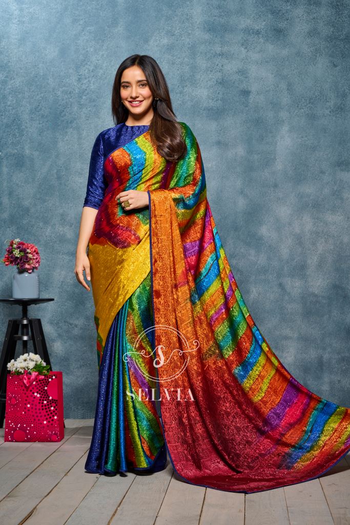 Festive Wear Multicolor Silk Saree, 6.3 m (with blouse piece) at Rs 5000 in  Coimbatore