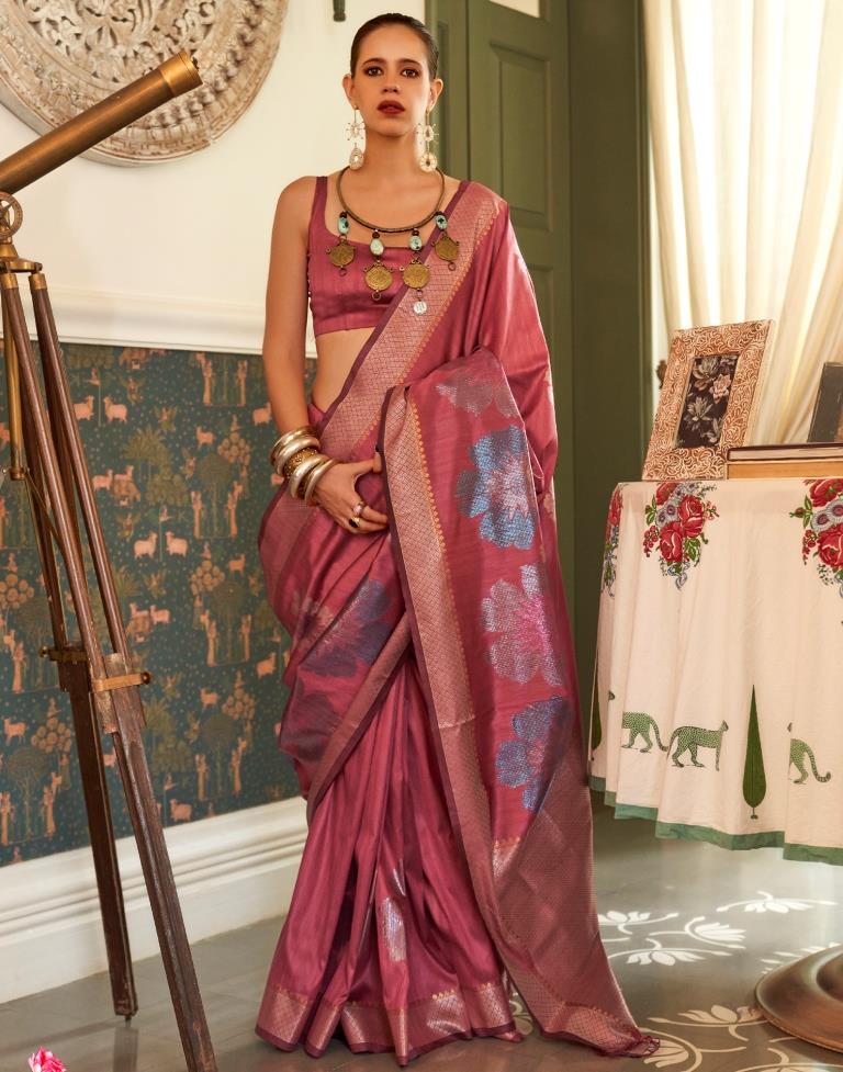 Rose Wood Handloom Silk Saree | Leemboodi