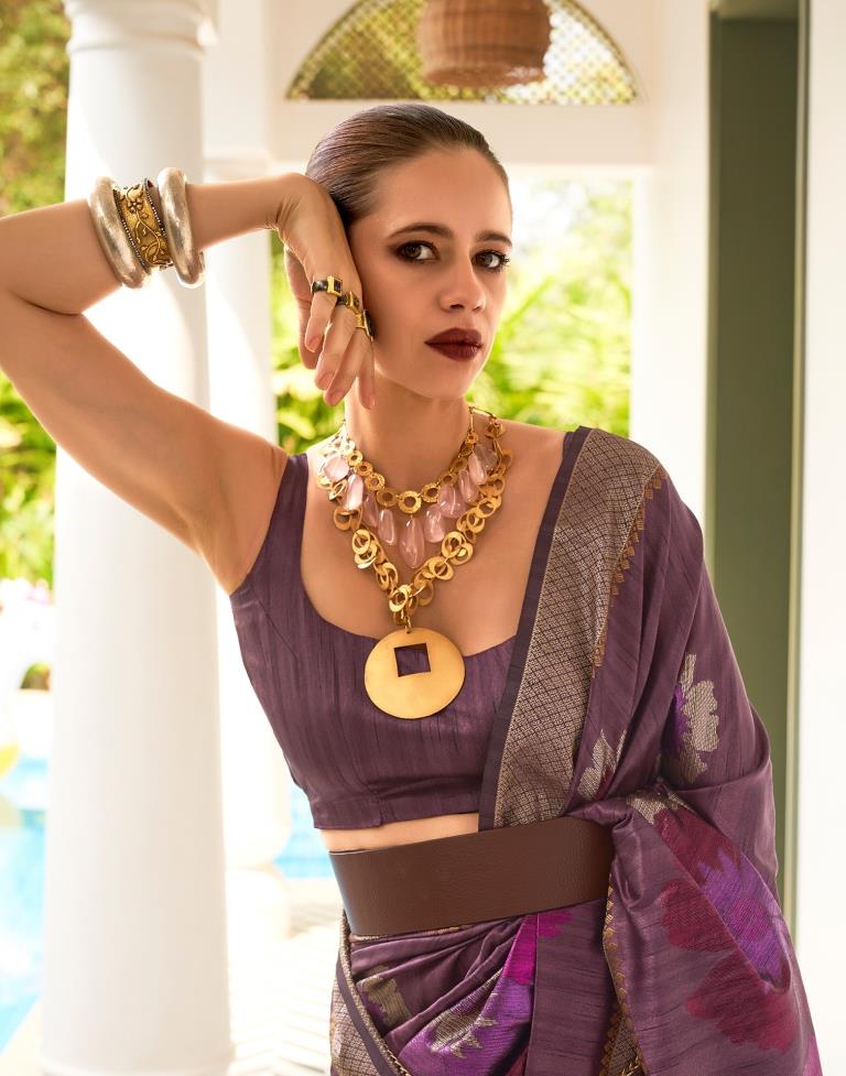 Purple Handloom Silk Saree | Leemboodi