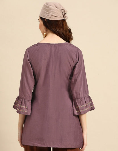 Purple Embroidered Short Top | Leemboodi