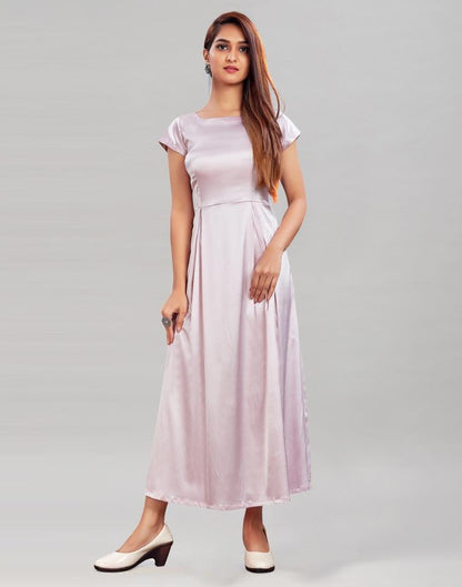 Baby Pink Coloured heavy Satin Solid Dress | Leemboodi